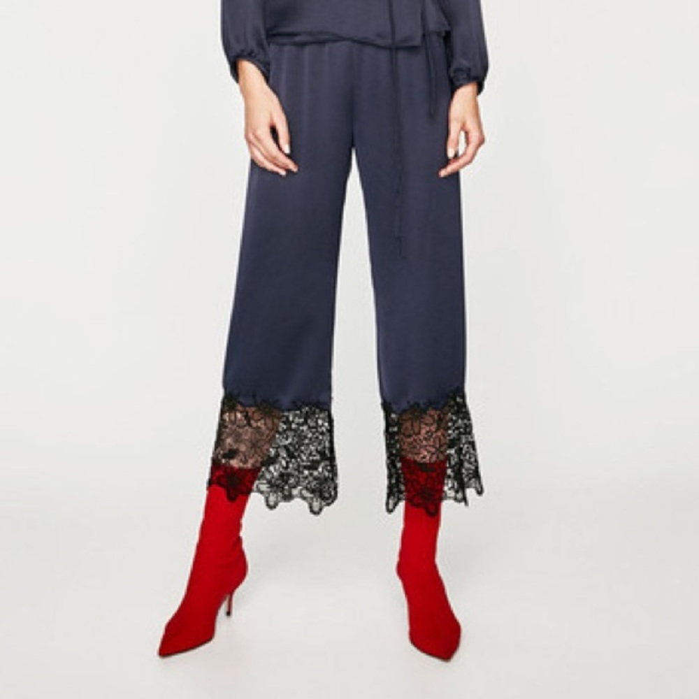 ZARA Lace Hem Trousers